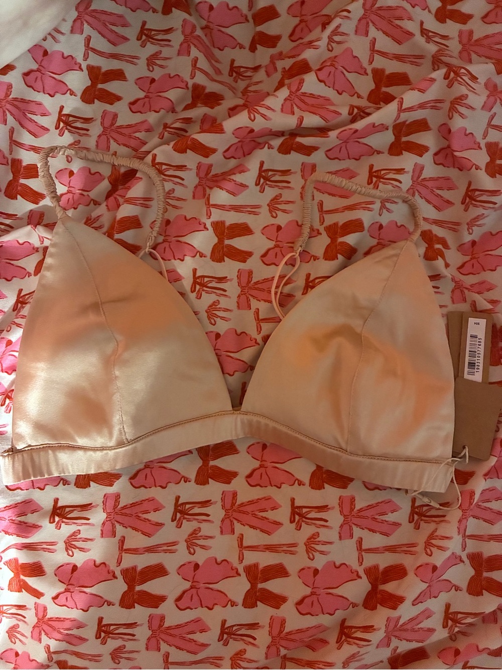 SKIMS Soft Satin Triangle Bralette in Champagne - Women Intimates & Sleepwear